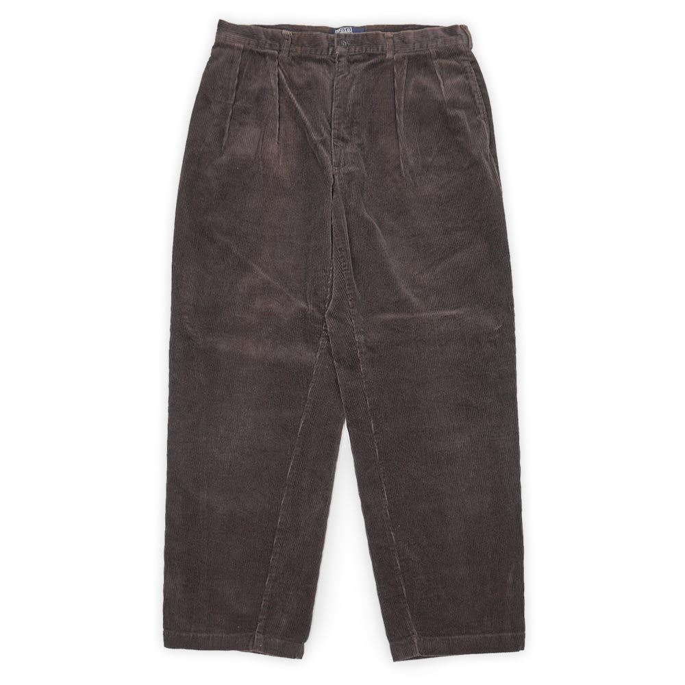 ポロラルフローレン POLO RALPH LAUREN 90s 90年代 2タック 太畝コーデュロイトラウザー 定番 ANDREW PANT ヴィンテージ アメリカ 古着 CORDS パンツ ダークブラウン W36 L32【中古】