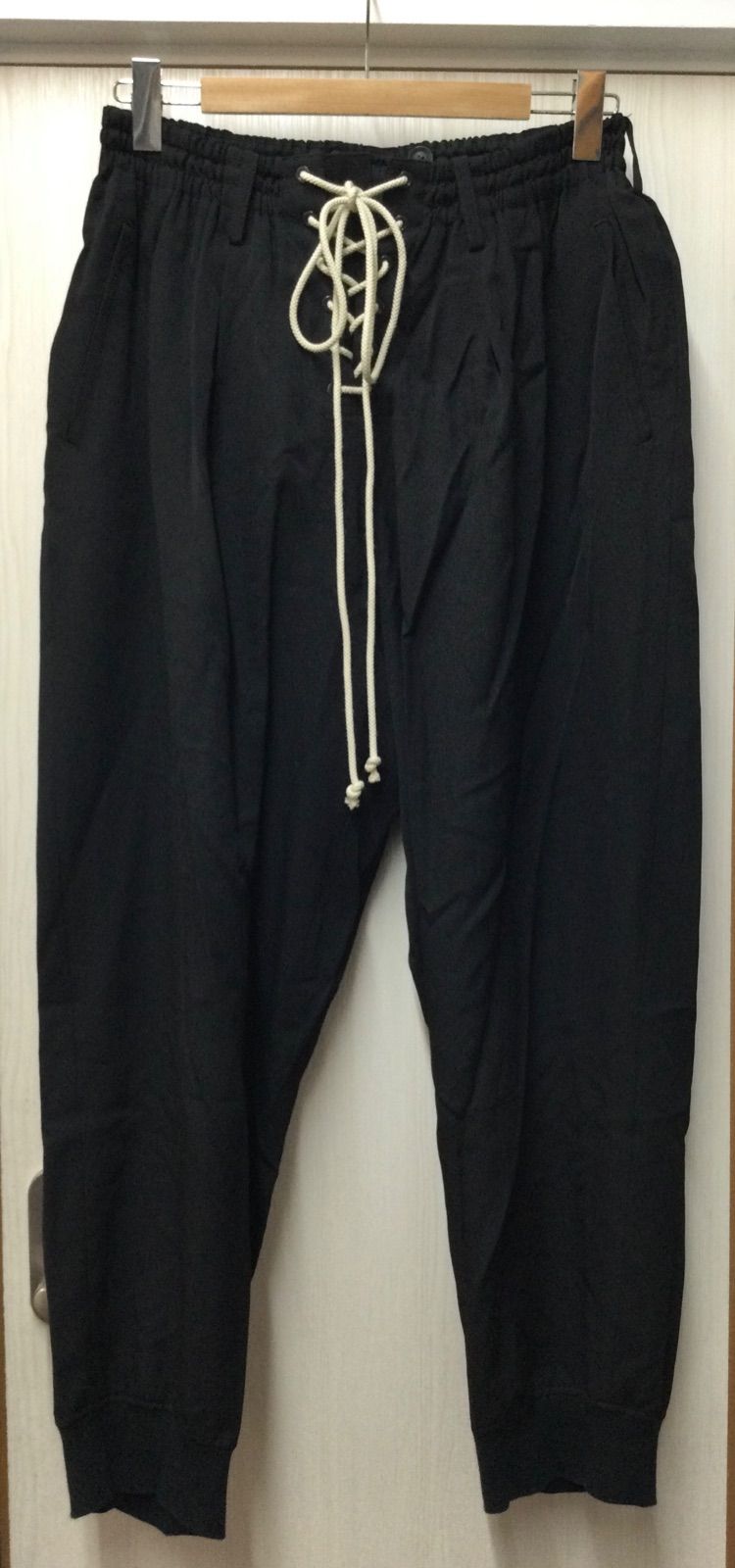 yohji yamamoto POUR HOMME ヒモ開きレースアップパンツ ブラック サイズ3