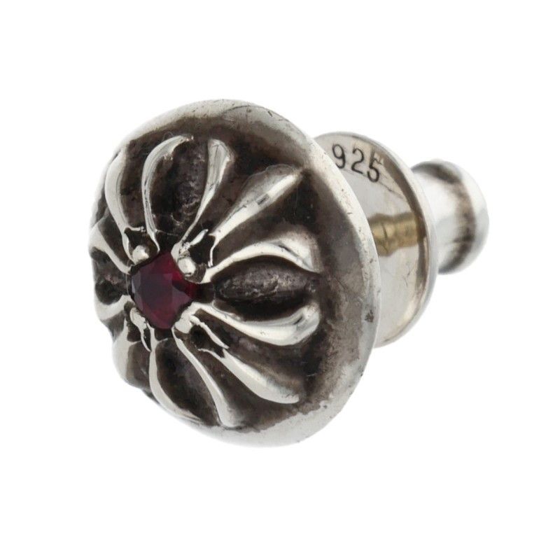 クロムハーツ STUD CRSBLL RUBY クロスボールスタッド 1ルビー シルバーピアス メンズ