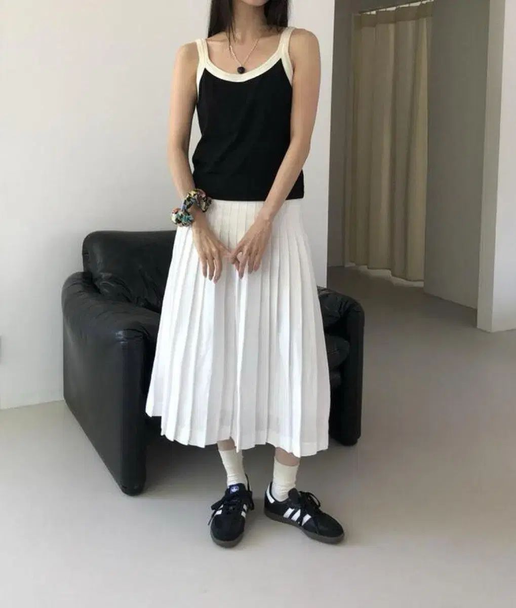 JOIE DE VIVIER Linen pleats skirt M