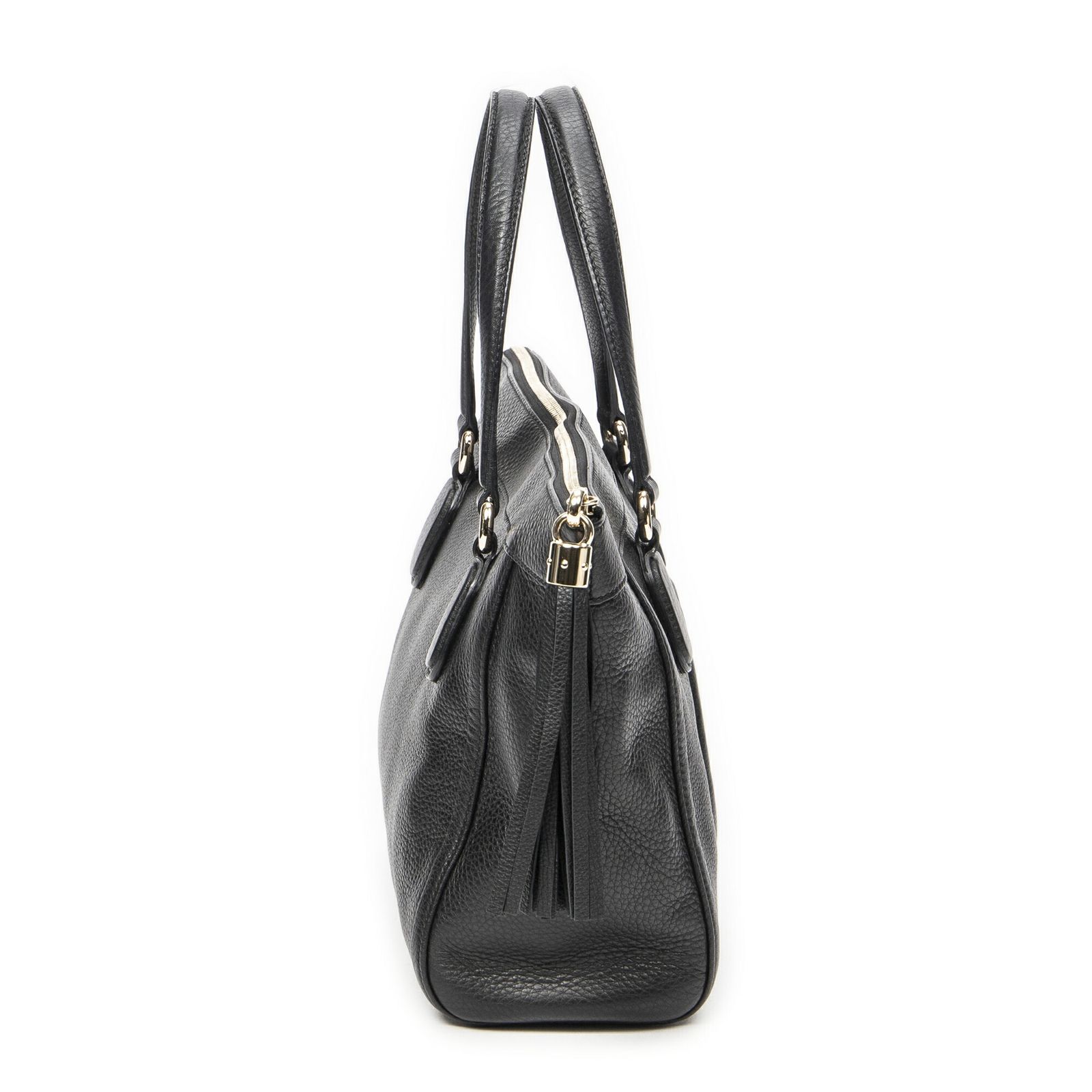 グッチソーホータッセルトート黒グレインカーフスキンレザーA