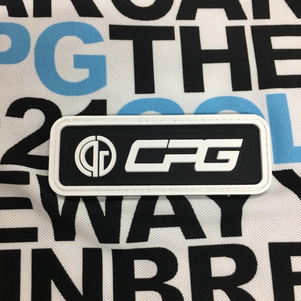 超美品】CPG 半袖ハイネックシャツ 白×黒 ロゴ総柄 シリコン