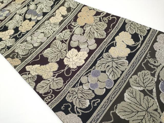 平和屋着物■極上　創業280年　誉田屋源兵衛　六通柄袋帯　金華燦　モール　葡萄蔦の葉文　金銀糸　逸品　CYAA2957s5 平和屋着物□極上 創業280年 誉田屋源兵衛 六通柄袋帯 金華燦 モール