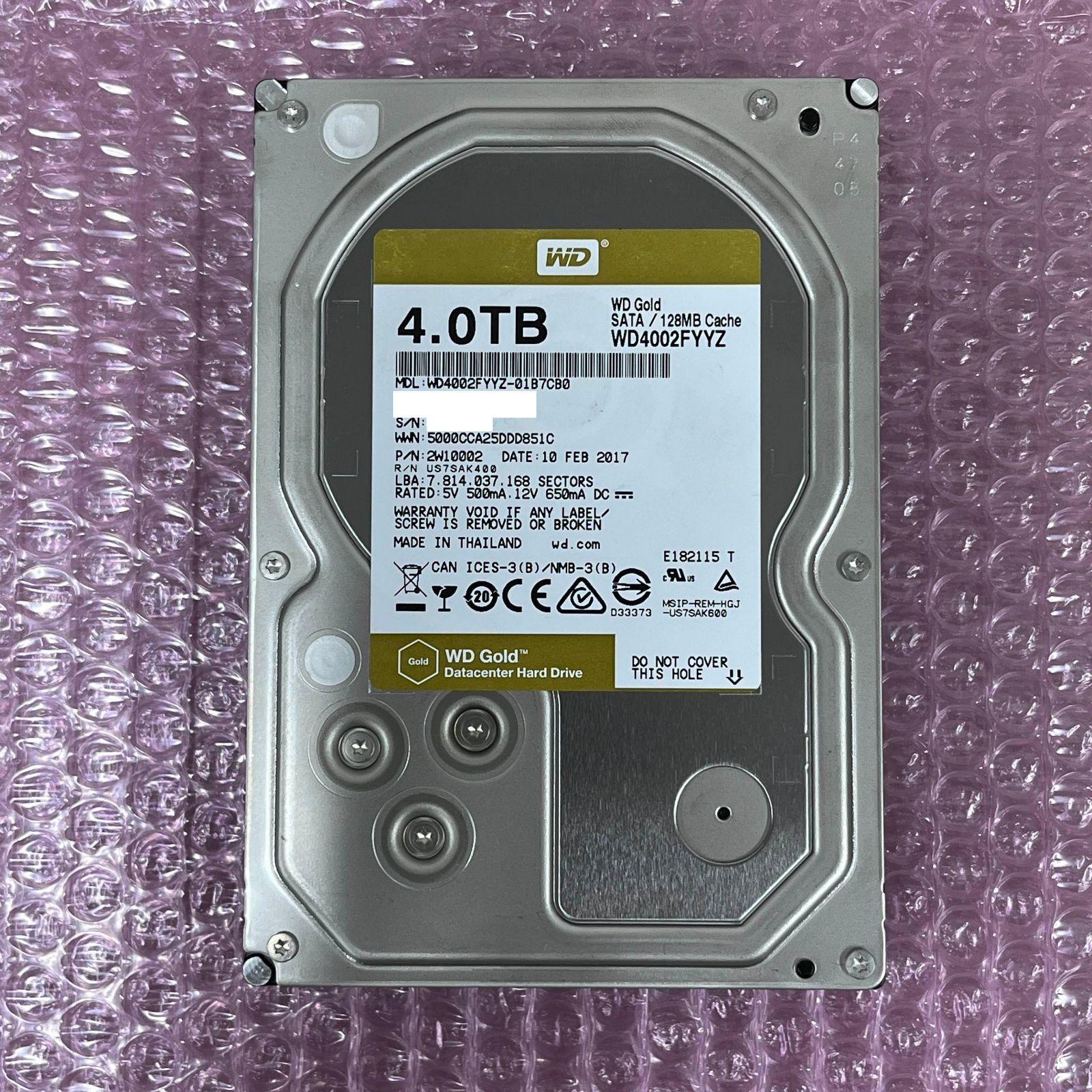 WD ウェスタンデジタル Gold 3.5inch SATA HDD 4TB WD4002FYYZ-01B7CB0 