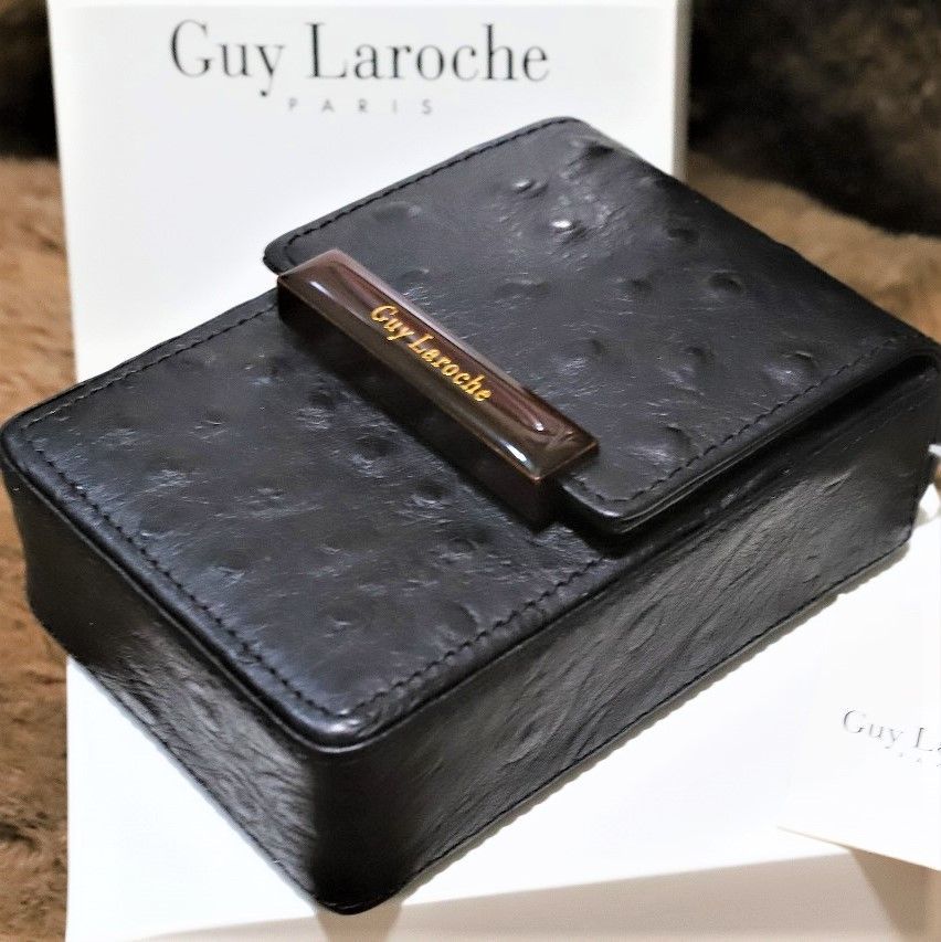 【Guy Laroche】本革製 タバコケース ブラック 黒 ギラロッシュ シガレットケース プレゼント 人気 煙草ケース 箱すっぽりタイプ ギラ・ロッシュ カッコいい 便利 使いやすい ロングサイズタバコ も可能 ライター 入る Xmas クリスマス