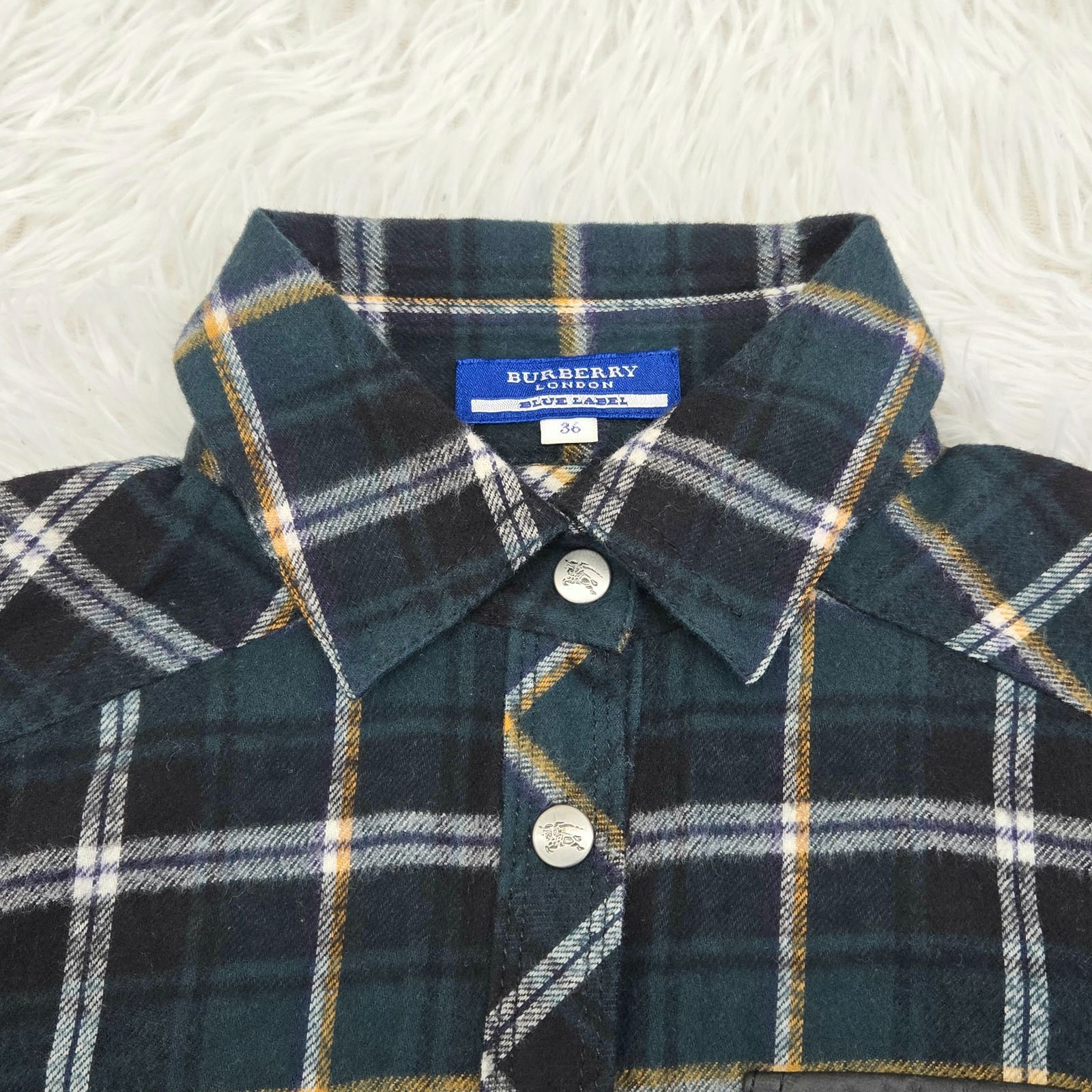 バーバリーブルーレーベル　ノバチェック　ホースロゴ　フランネルシャツ BURBERRY BLUE LABEL - バーバリーブルーレーベル ノバチェック
