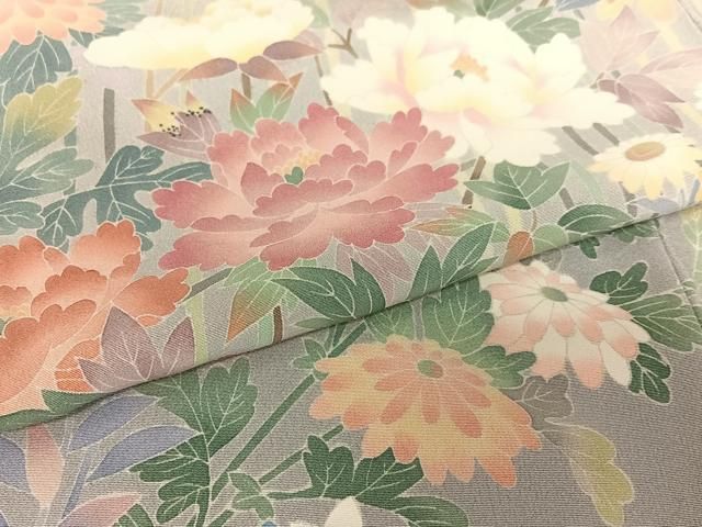 平和屋着物●訪問着　友禅　作家物　草花文　暈し染め　正絹　逸品　AAAY0070zg 平和屋着物○訪問着 友禅 作家物 草花文 暈し染め 正絹 逸品