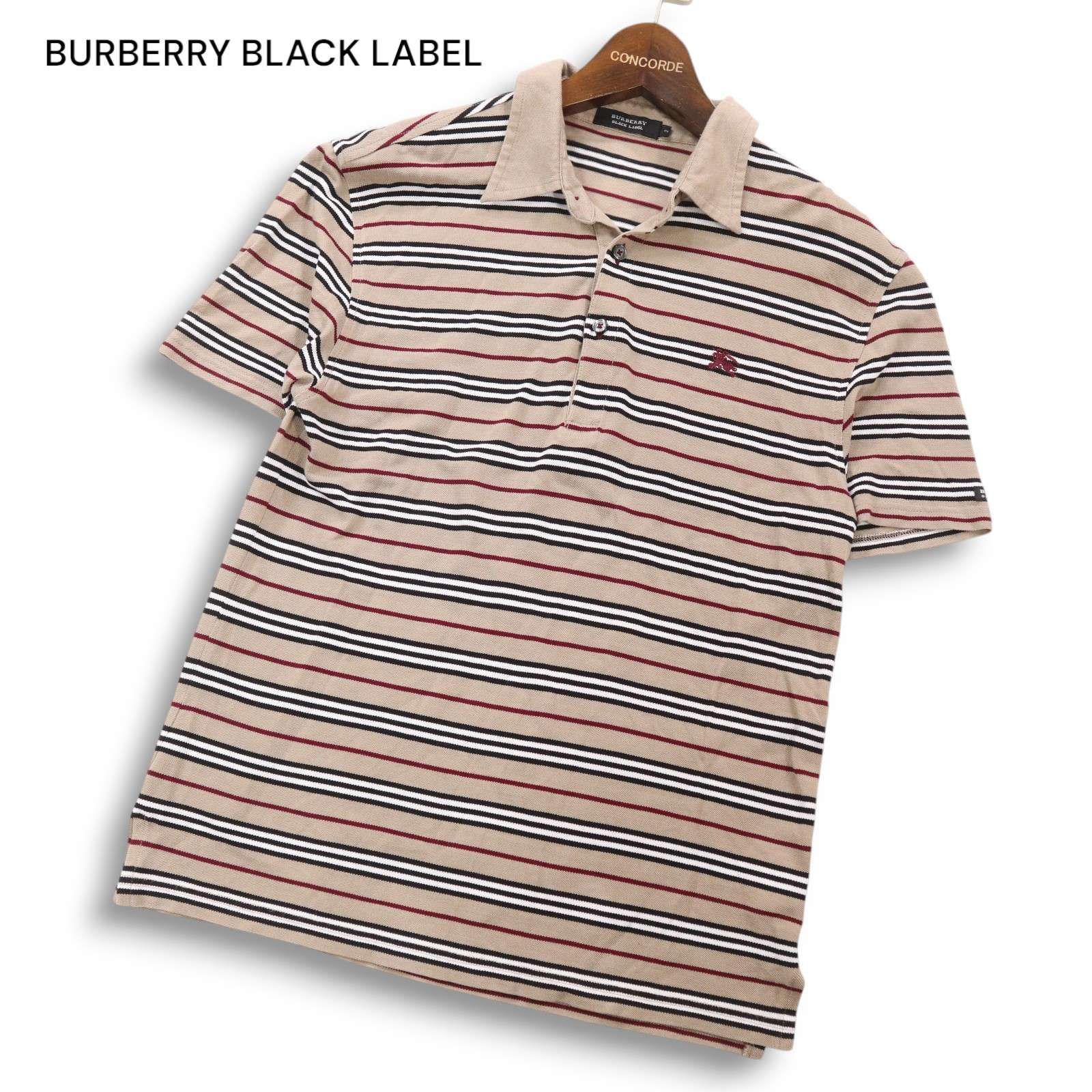 美品✨日本製 バーバリーブラックレーベル ホース刺繍 鹿の子 ポロシャツ　グレー BURBERRY BLACK LABEL バーバリー ブラックレーベル 春夏 ホース刺繍
