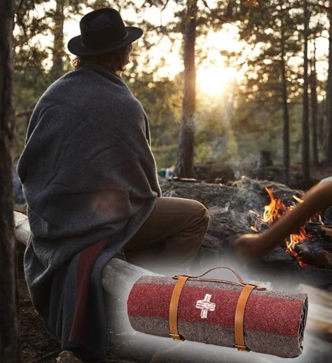 純羊毛布アウトドア毛布春キャンプ保温レトロスイス軍毛布携帯車テントキャンプ毛布