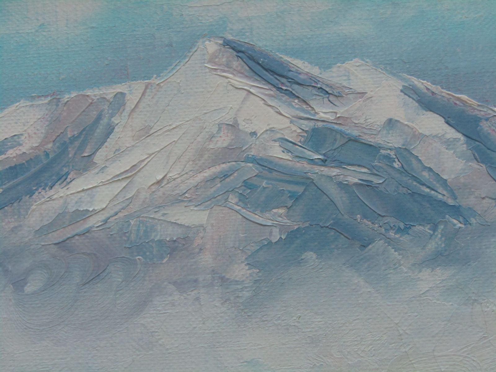 絵画　K 油絵 「北アルプス五龍岳」 K.Konishi F3号 47×42cm 額装 風景画