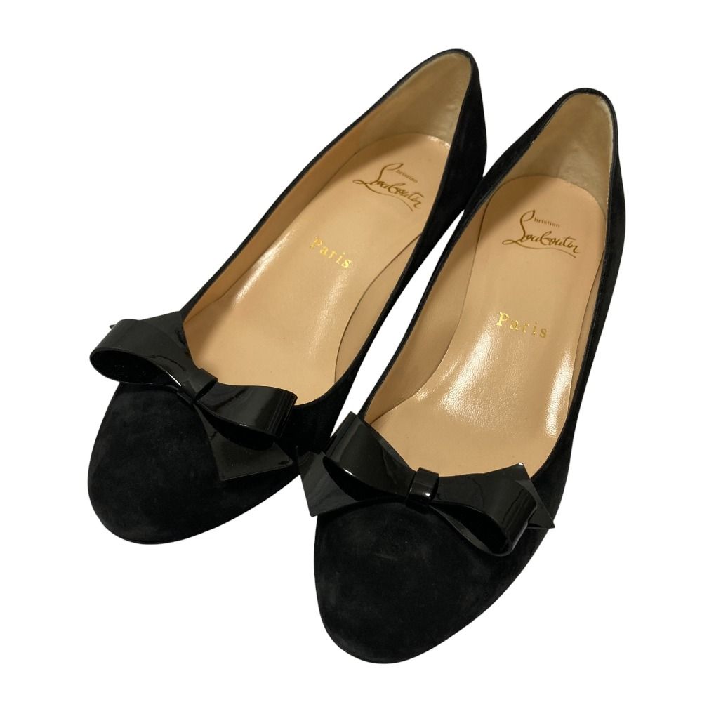 Christian Louboutin ブラック スエード パンプス38 Christian Louboutin ブラック スエード パンプス38 Christian