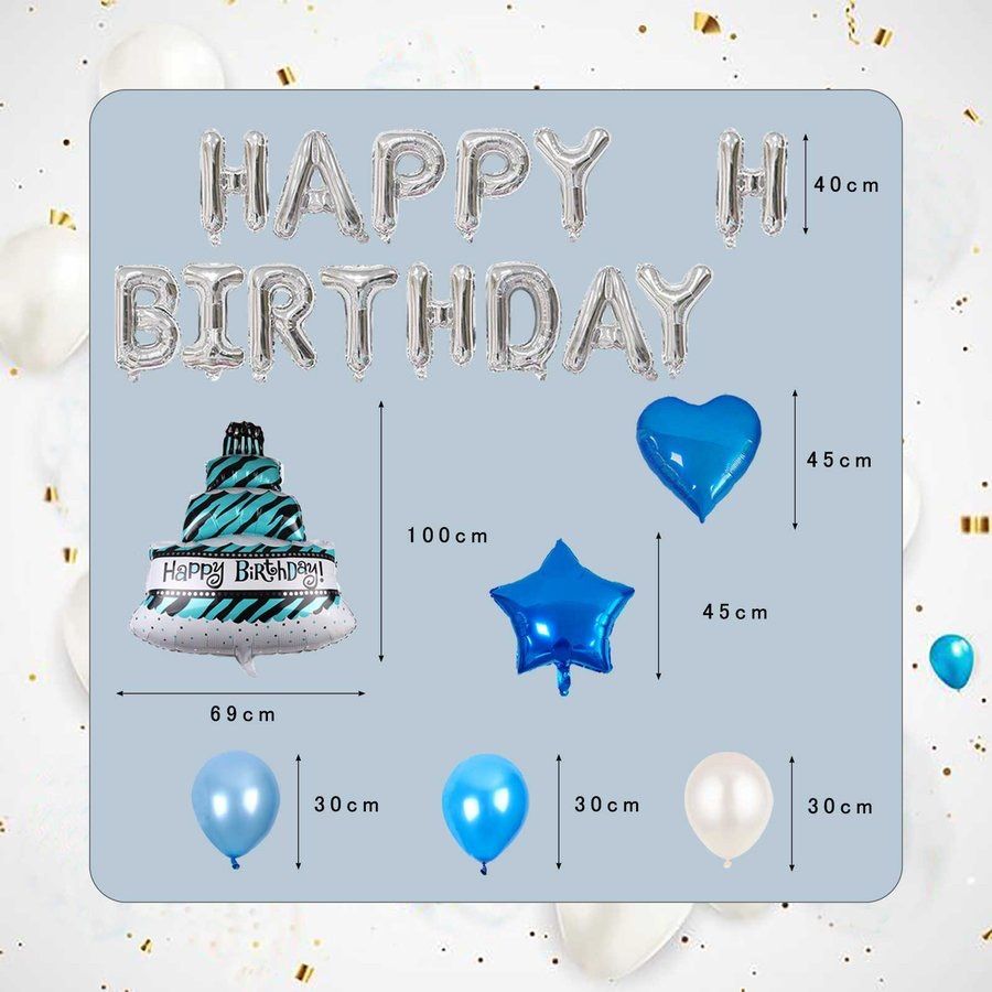誕生日 バルーン 飾り付けブルーセット LEDスターライト キラキラ 