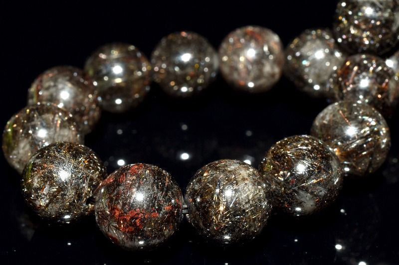 １点物 満杯内包 ブラックブロンズルチルクォーツ 9mm ブレスレット パワーストーン 天然石 _MB237