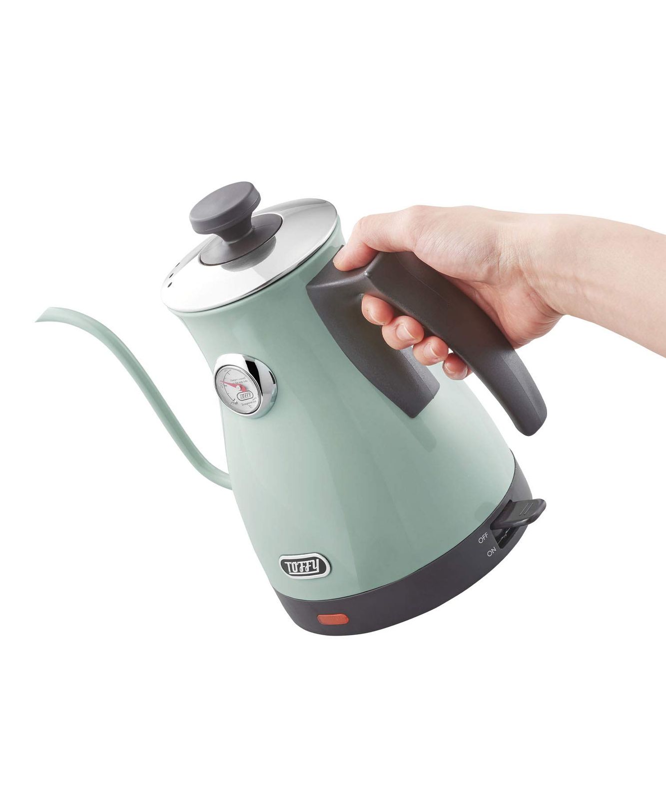 Toffy トフィー 温度計付き電気ケトル K-KT3 ペールアクア 適温 コーヒードリップ ハンドドリップ 空焚き防止 グースネック注ぎ口 レトロ K-KT3-PA WWW_KANDAIZUMI_COM