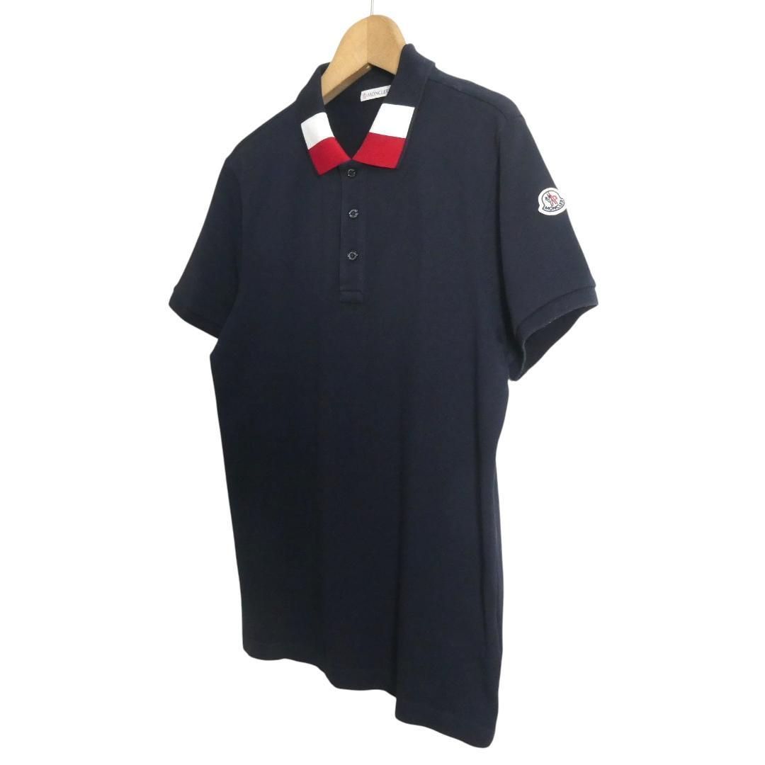 美品モンクレール ポロシャツ XXL ワッペン トリコロール ブラック コットン 美品 MONCLER モンクレール サイズXS MAGLIA POLO MANICA CORTA