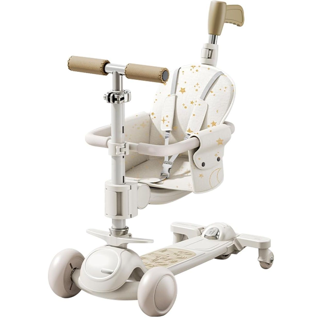 AORTD 三輪車 子供 幼児用 キックスクーター 3in1 4段階高さ調整 折り畳み 光るLEDタイヤ 持ち運び便利 後輪ブレーキ付き シート高さ調節 押し棒付き 方向変換 アウトドアに適用 1歳-14歳 おもちゃ ギフト プレゼント