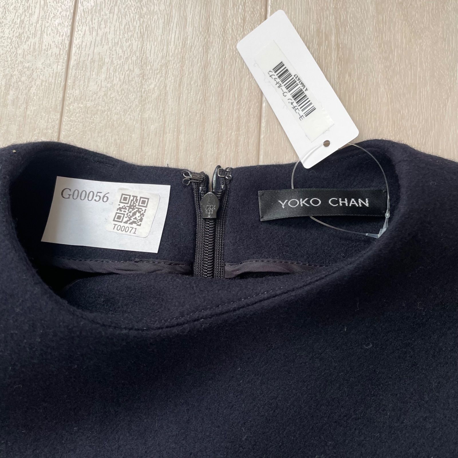 美品 ヨーコチャン スカラップブラウスカットソー ウール 無地