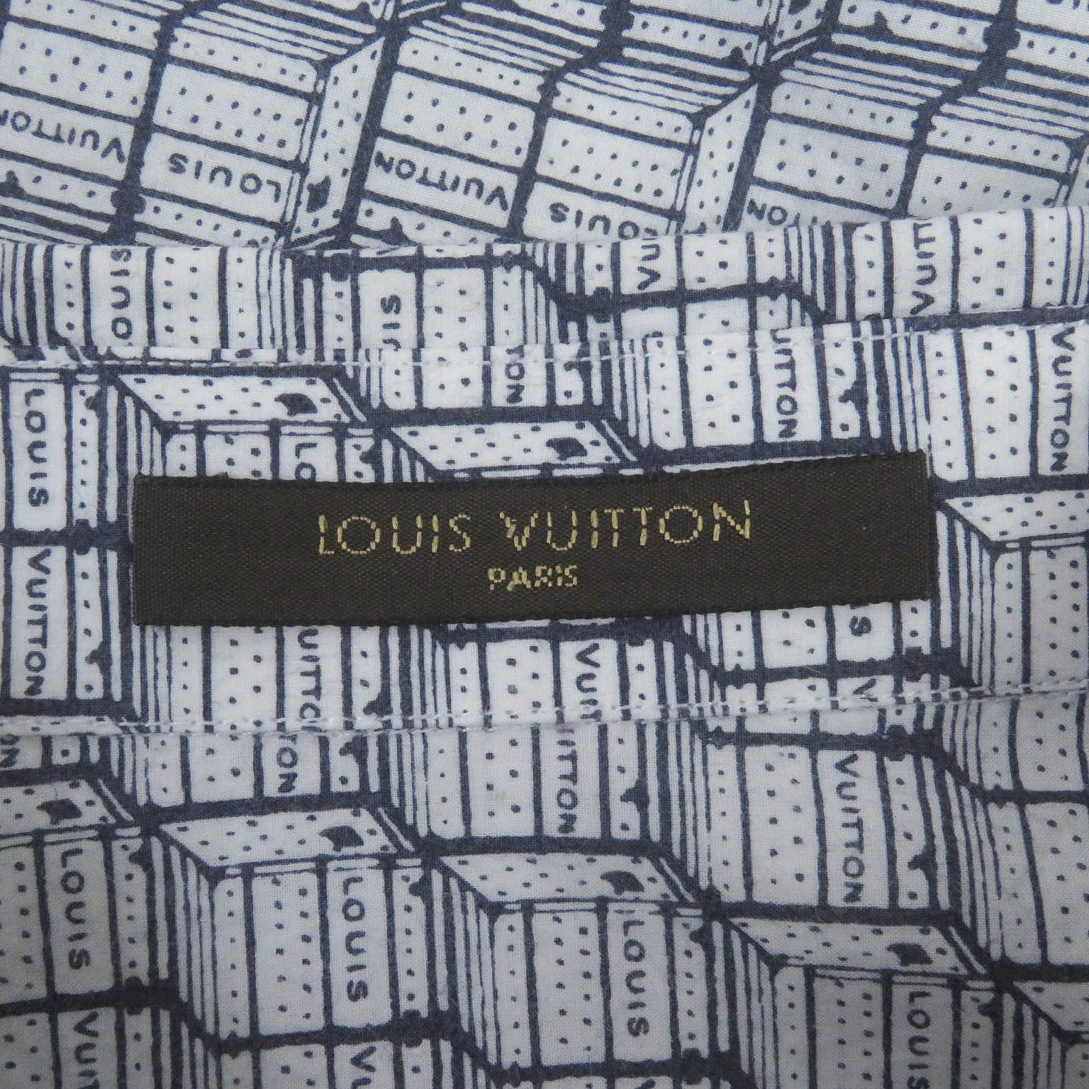 美品□LOUIS VUITTON ルイヴィトン コットン100% トランク 総柄 ショートスリーブ 半袖シャツ ホワイト ネイビー XL イタリア製  正規品 メンズ - メルカリ