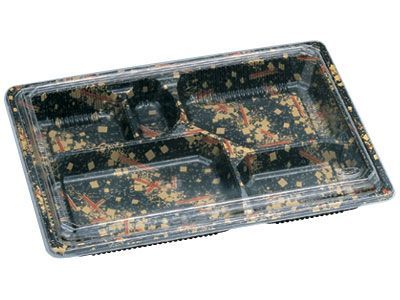 弁当箱 使い捨て 松花堂 203 金流 100個 透明 蓋付き ランチボックス 弁当容器 業務用 本体 レンジ 電子レンジ OK