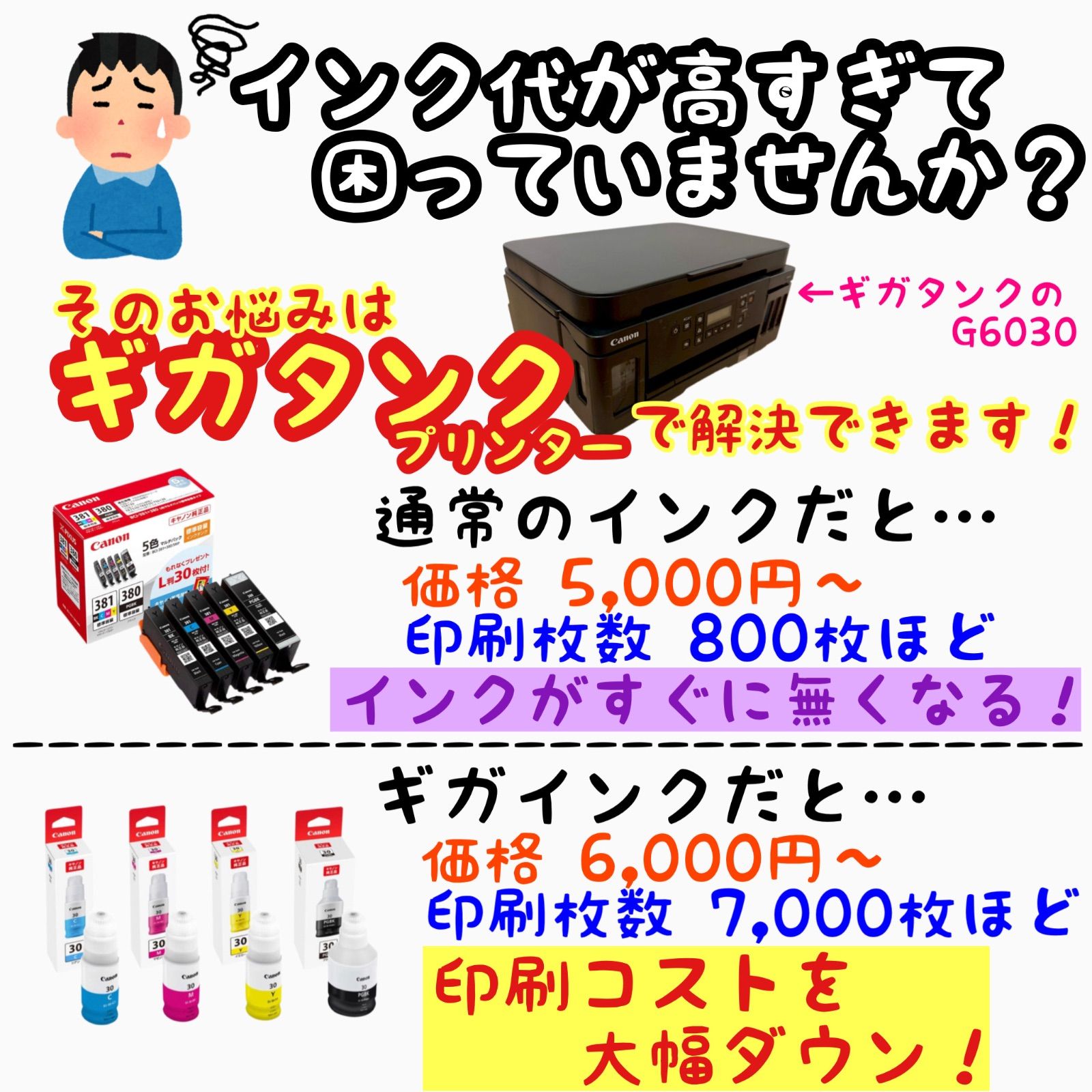 Canon ギガタンク インクジェットプリンター G6030 複合機 ブラック