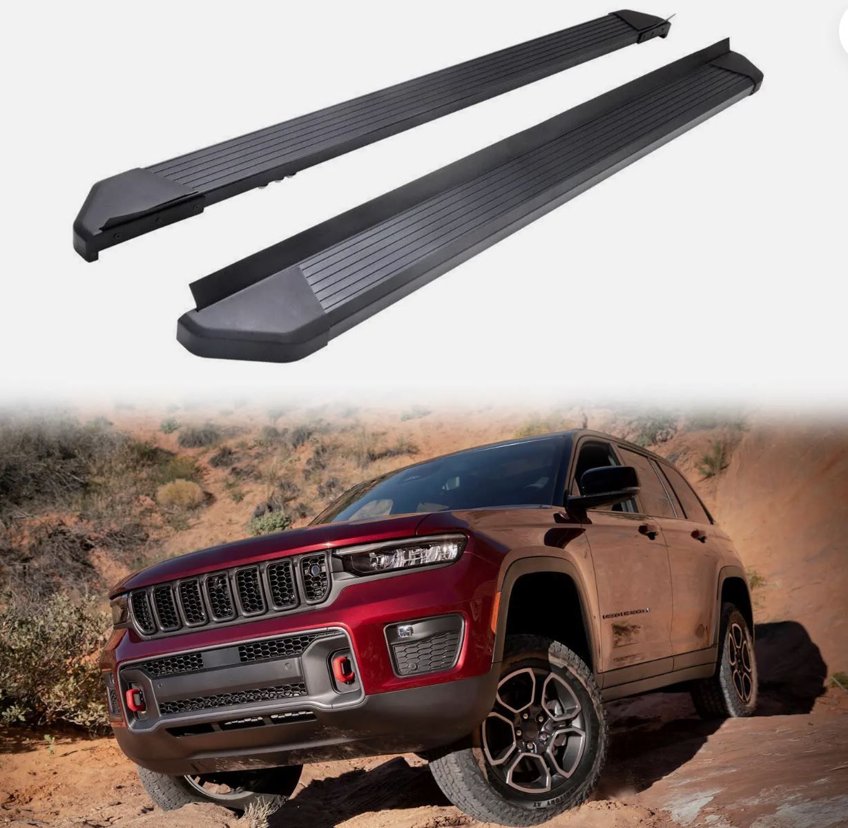 固定ランニングボード ジープグランドチェロキー 2022 2023 2024 サイドステップ ナーフバー アルミニウム+ステンレスブラケット Jeep Grand Cherokee 2022-2025 アルミニウム固定ランニングボード