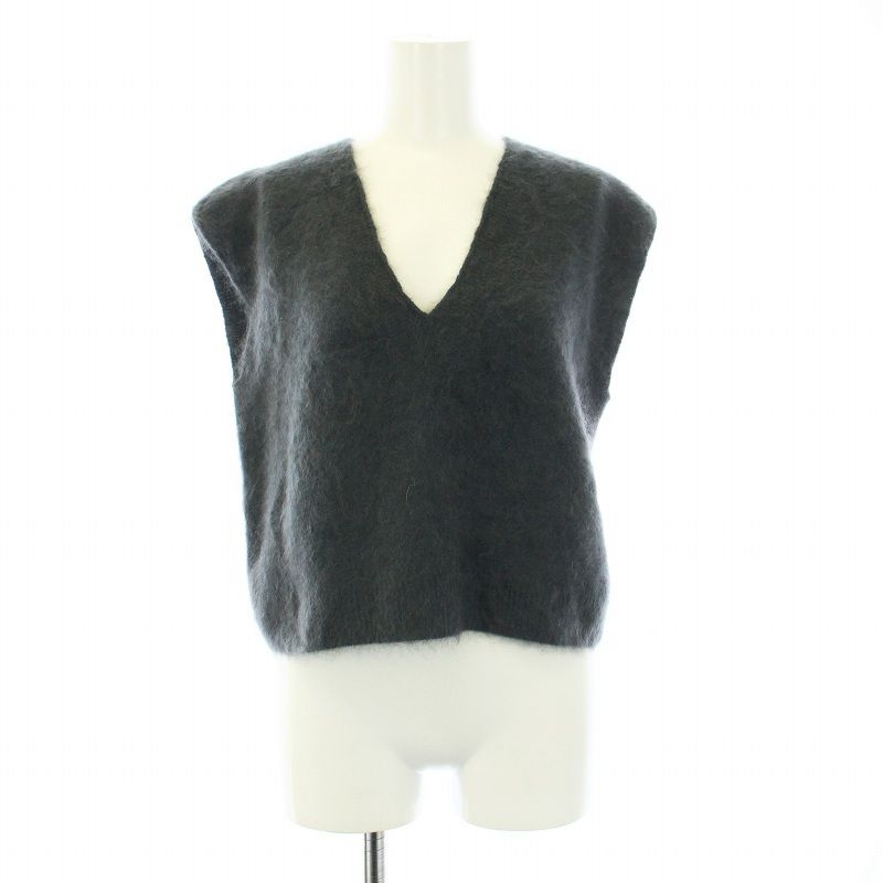 エンリカ enrica cashmere shaggy knit top ニットベスト プルオーバー Vネック カシミヤ グレー KNIT149 /KU