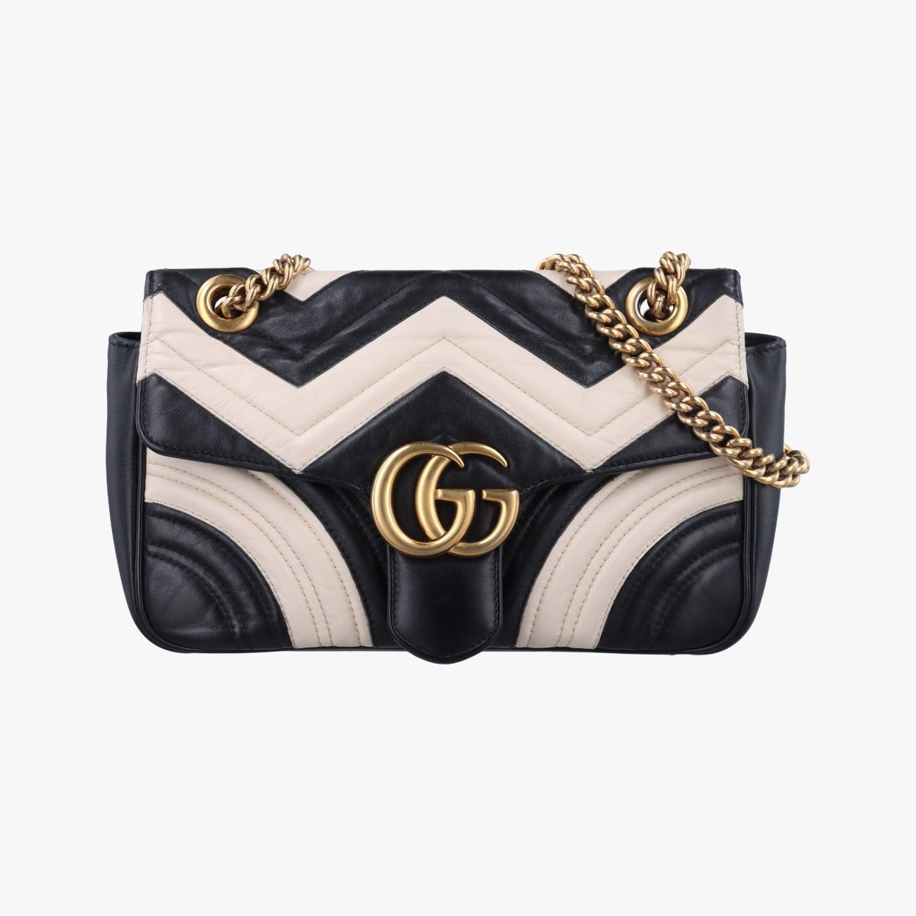 グッチGucciGGマーモントブラック／ホワイトレザー
