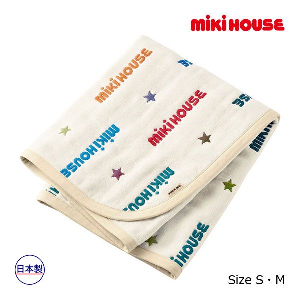 ミキハウス正規販売店|ミキハウス ベビー mikihouse ロゴ刺繍六重織ガーゼケット M マルチ 87
