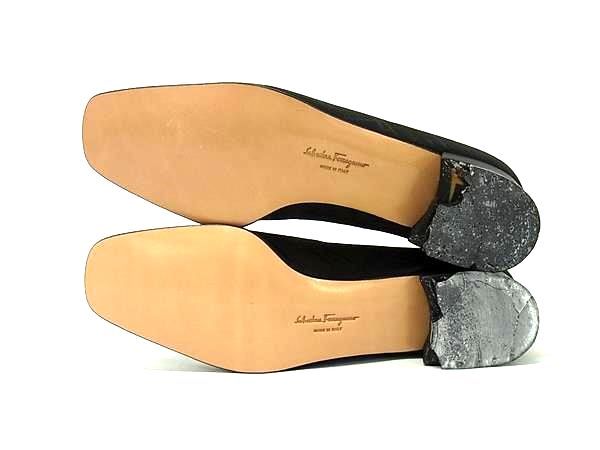 パンプス 24.5 黒 Ferragamo フェラガモ ECLISSE ヒール FERRAGAMO フェラガモ エナメル パンプス リボン レディース