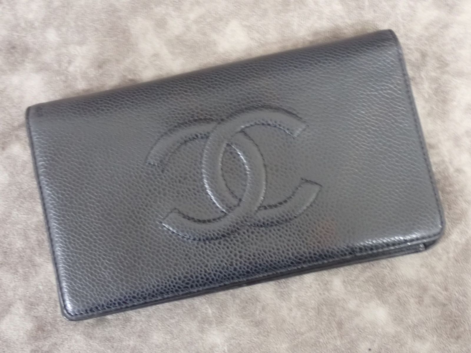 CHANEL シャネル キャビアスキン レザー 折り財布 ブラック ココマーク CHANEL シャネル 財布 ココマーク レディース ブランド 二つ折り