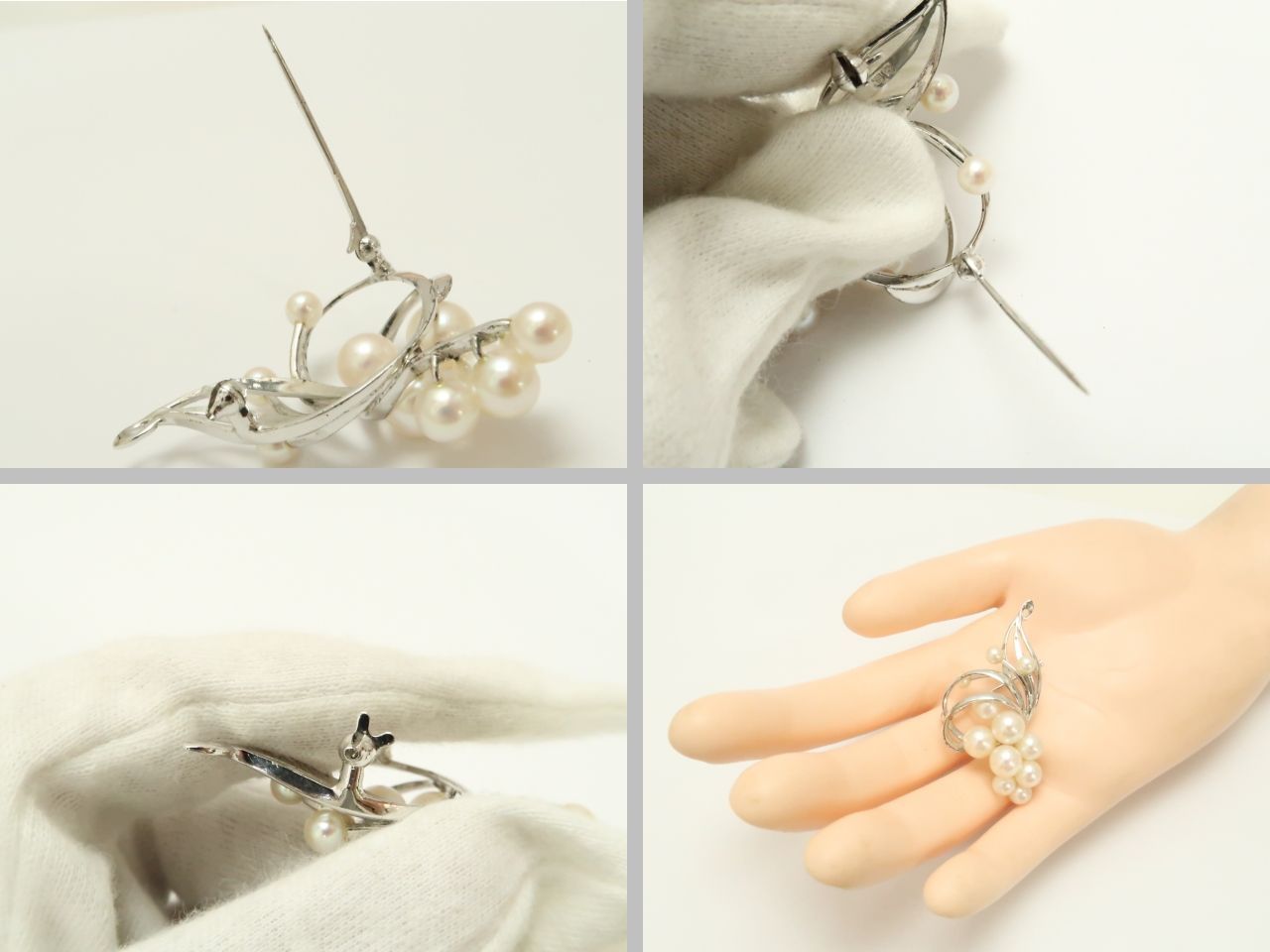 ミキモト　シルバー金具　4-7mmパール11P　ブローチ　18704001 ミキモト シルバー金具 4-7mmパール11P ブローチ MIKIMOTO