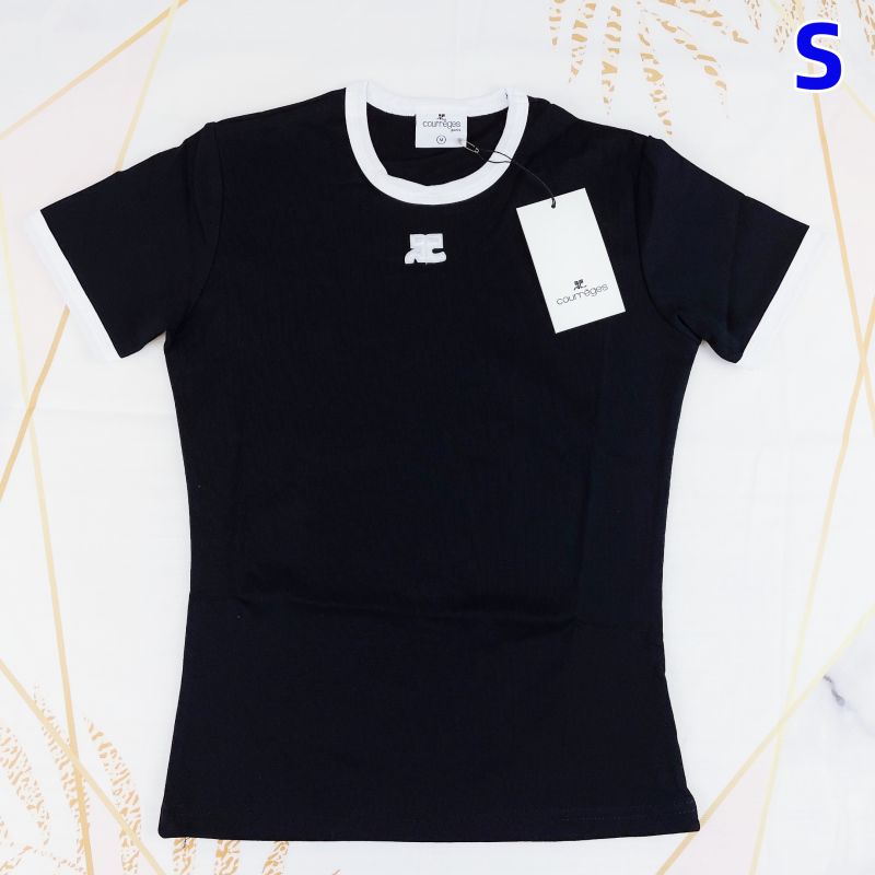 新品未使用 COURREGES クレージュ ロゴ Tシャツ トップス ブラック S