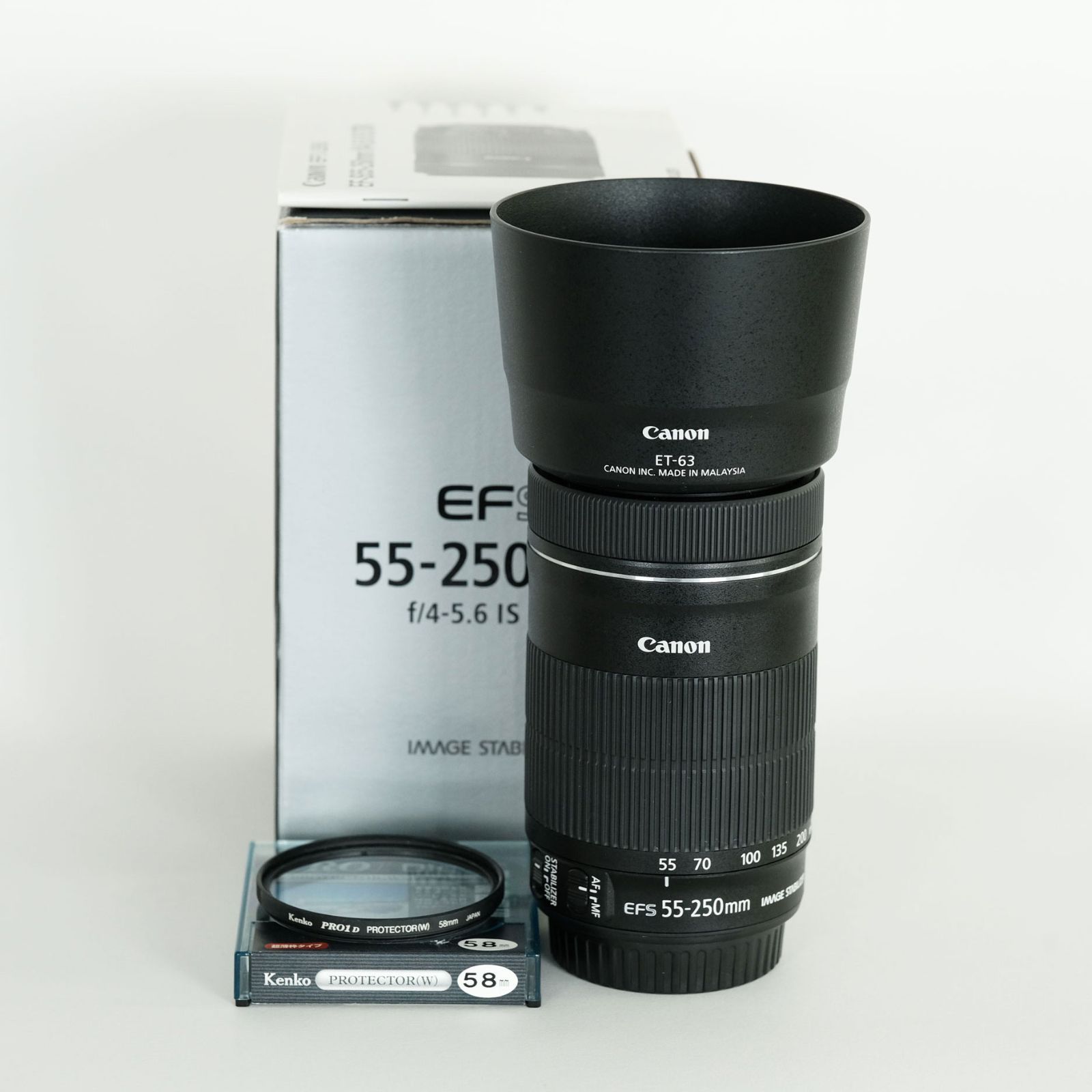 Canon EF-S55-250F4-5.6 IS STM 美品レンズフード付
