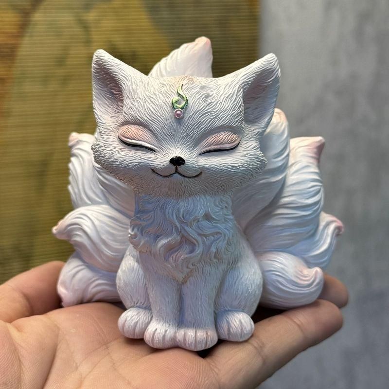 九尾狐 霊狐 招財小狐 仏堂 神像 置物 寝室 机面 茶台 装飾品 工芸品