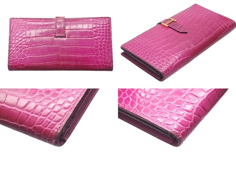 HERMES 長財布 ベアン スフレ アリゲーター ピンク HERMES エルメス