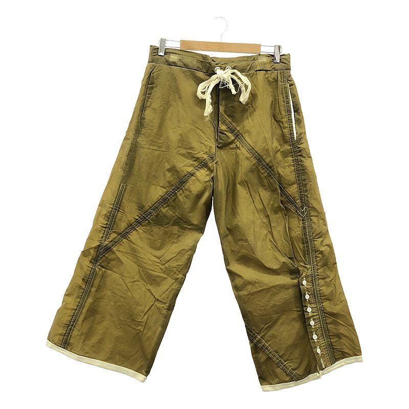 【新品】  OLUBIYI THOMAS / オルヴィトーマス | 2024SS | wideleg trousers オイルドコットン パネル切替 ワイドパンツ | 2 | Green / グリーン | メンズ