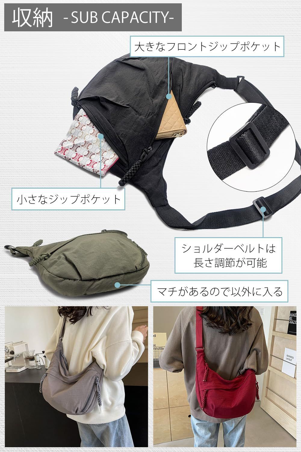 数量限定　エチノ　三日月　ラウンド　ショルダー　ボディバッグ　ハンドメイド 数量限定】[MIKA&MAYA] ラウンド ショルダーバッグ 三日月型