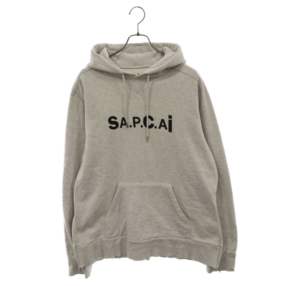 A.P.C (アーペーセー) 21SS ×sacai サカイ サイドジップ プリントプルオーバーパーカー スウェット グレー 21E2-COEON-M27655