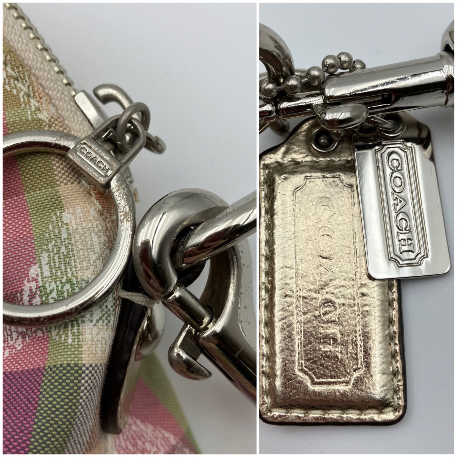 COACH コーチ チェック ハンドバッグ 2way ショルダーバッグ マルチカラー シグネチャー スパンコール BAG 19697 レディース  SG127-8