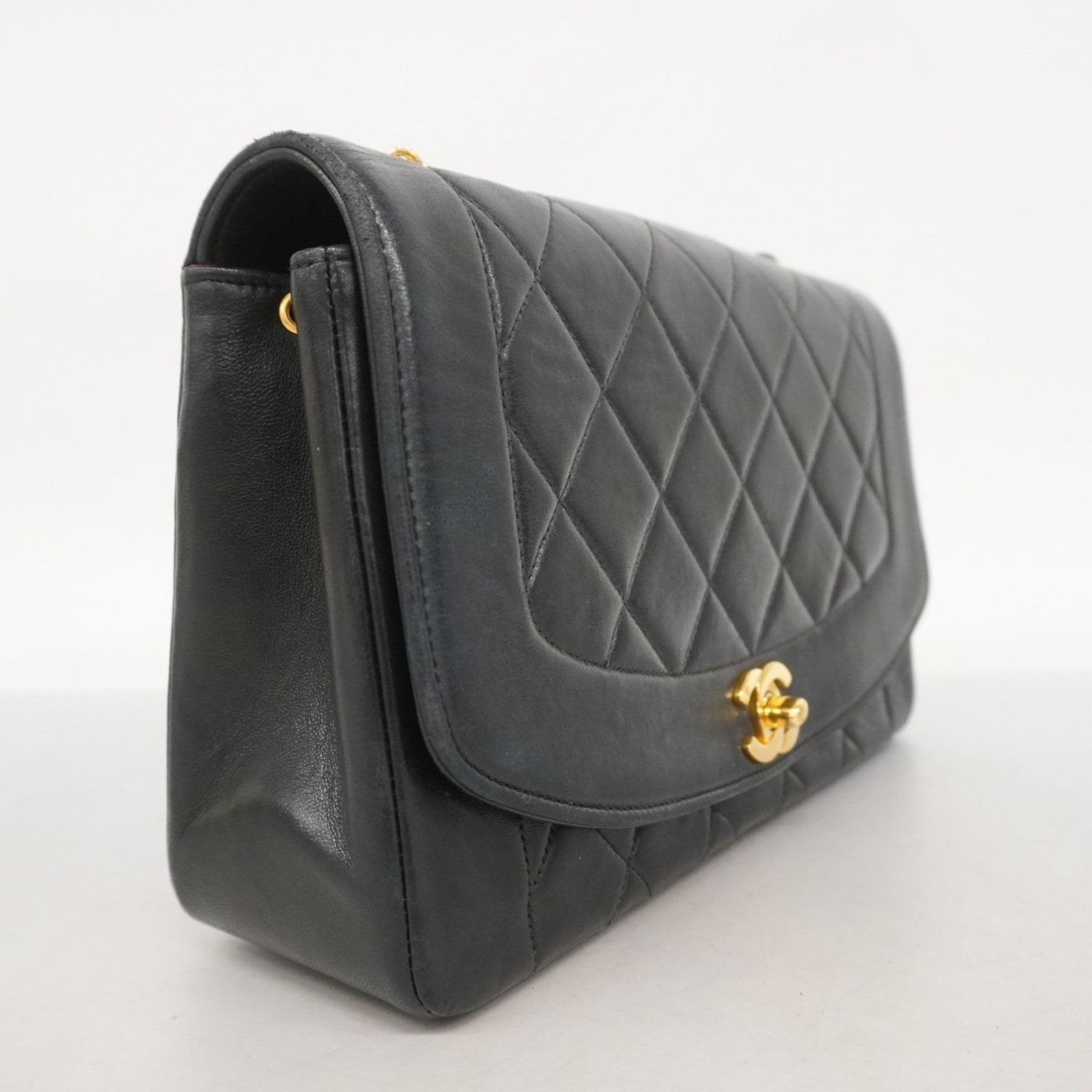 シャネル Chanel シャネル ショルダーバッグ マトラッセ チェーンショルダー ダイアナ ラムスキン ブラック レディース