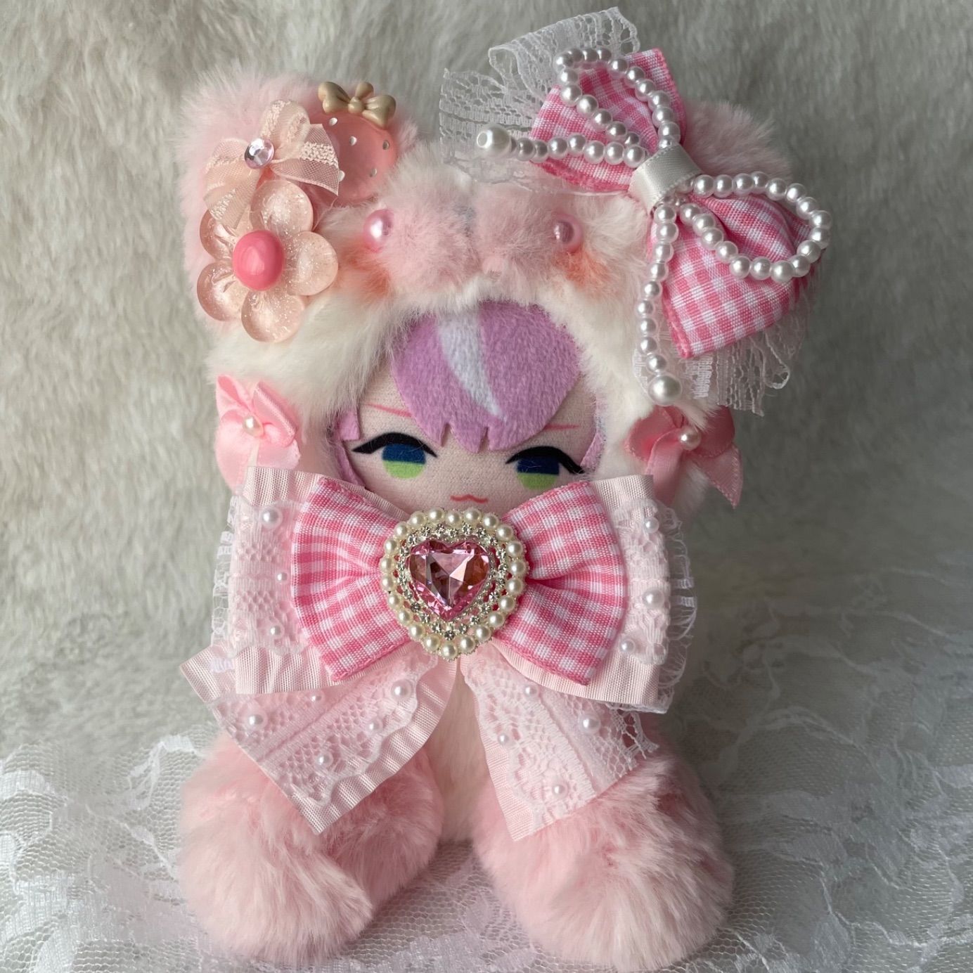 103】SALE✨おすわりぬい服 10cm ピンク 猫 - メルカリ