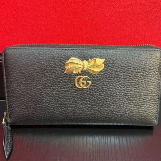 美品☆ GUCCI グッチ 型番524291 PETITBOW リボン・GGマーモント付