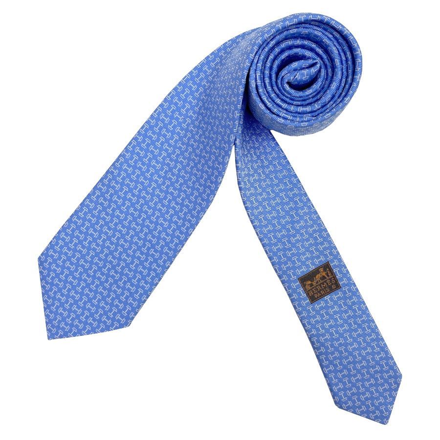 HERMES エルメス ネクタイ Hロゴパターン スカイブルー系 新品】 エルメス HERMES ネクタイ シルクツイルタイ7cm《 モール