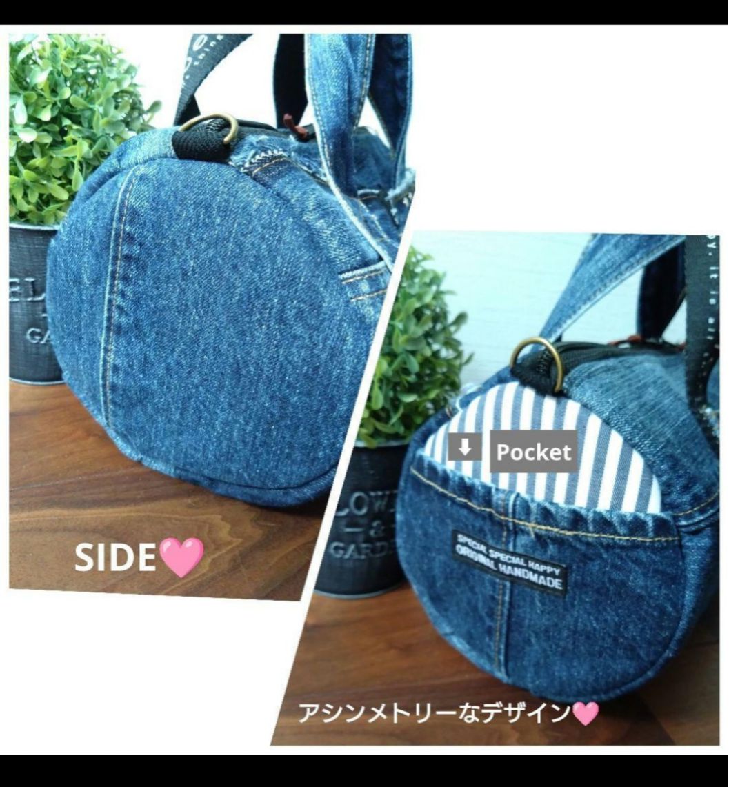 専用❕№724【DENIM❌️ドラム缶型ショルダーバッグ♥】デニムリメイク 専用❕№724【DENIM❌️ドラム缶型ショルダーバッグ♥】デニム