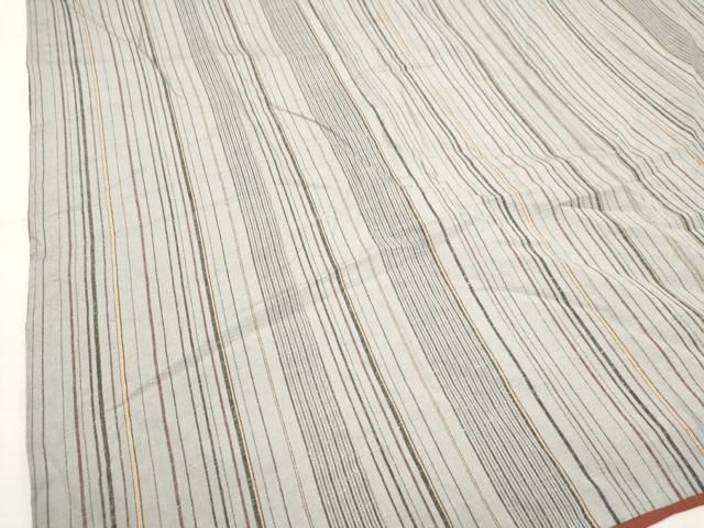 平和屋着物▽上質な紬 単衣 間道 正絹 逸品 BAAS8023yc