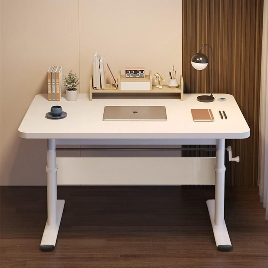 デスク 机 昇降式 高さ調整 65?90cm PCデスク ホワイト 幅80