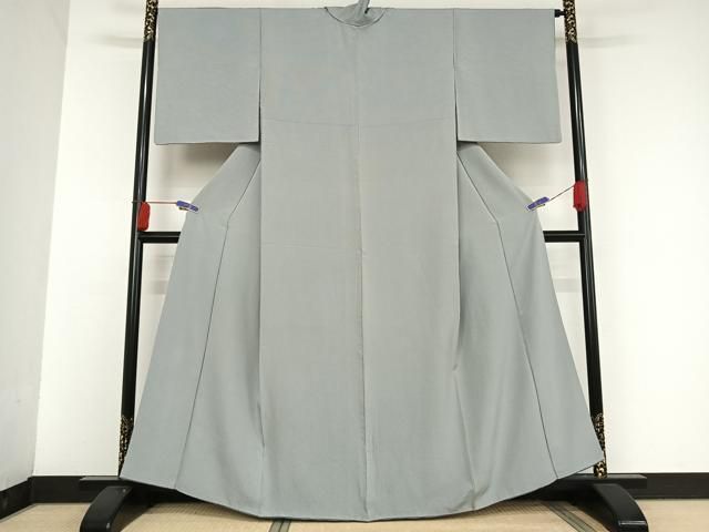 平和屋着物○江戸小紋 万筋 薄群青色×秘色色 正絹 逸品 AAAU0372np