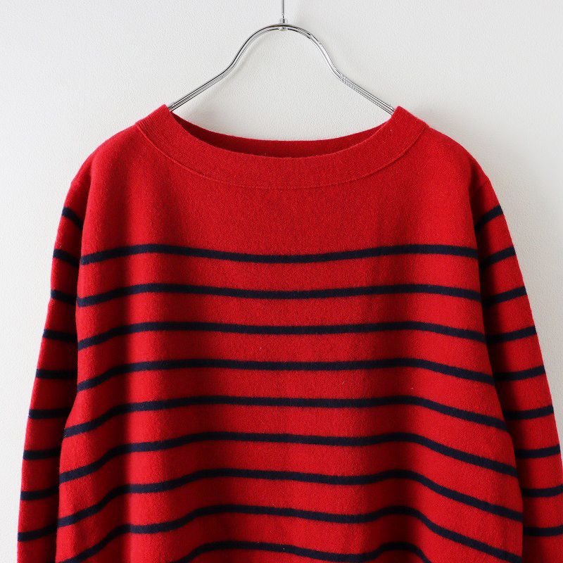 美品 45R バスクボーダーKNITマリンDRESS ワンピース レッド