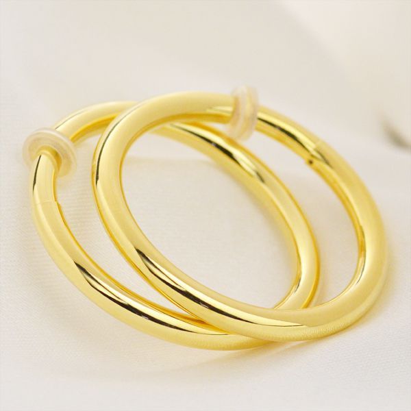 フープイヤリング K18 18金 シンプル パイプスプリント 3×30mm