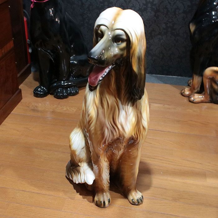 イタリア製 陶器製 アフガンハウンド Afghan hound 犬 イヌ いぬ ドッグ 置物 アニマルオーナメント オブジェ 雑貨 おしゃれ かわいい  インテリア